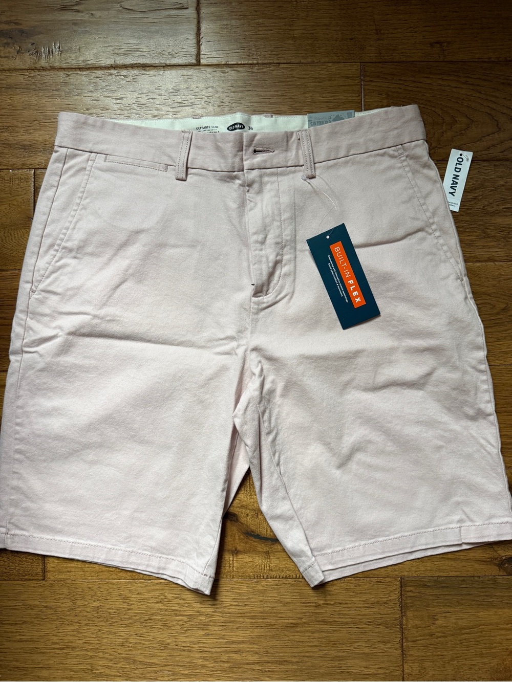 Old Navy Men's Light Pink Flat Front Chino Shorts